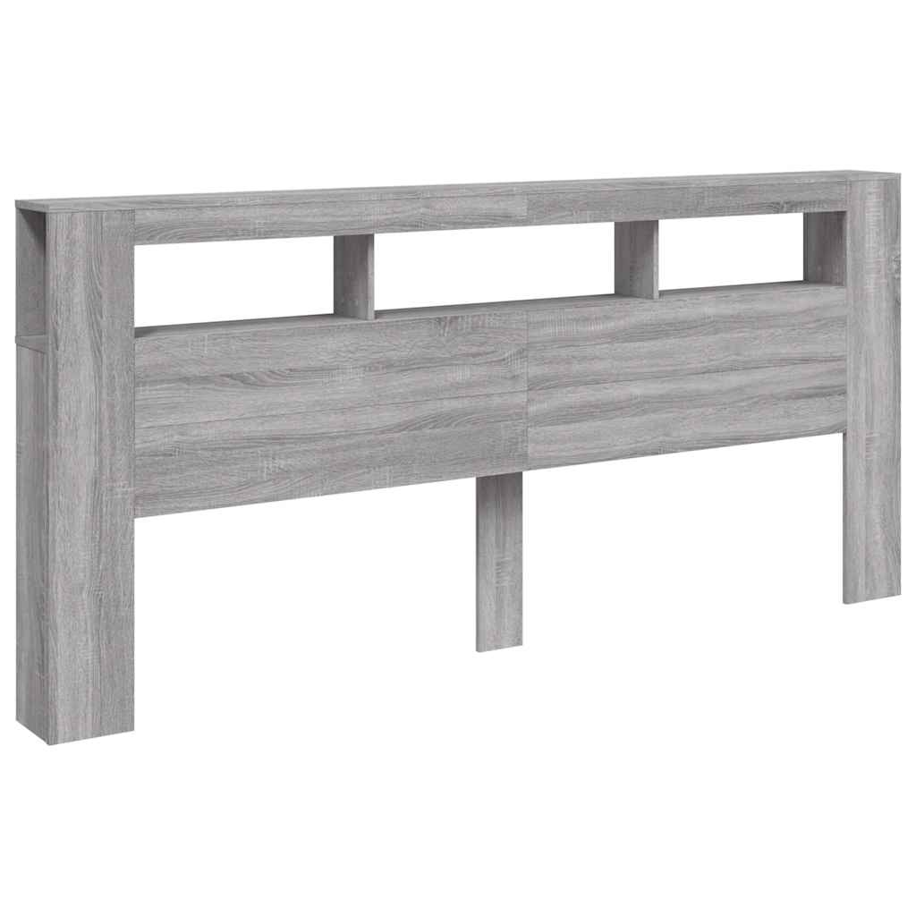 Hoofdeinde met LED 220x18,5x103,5 cm bewerkt hout grijs sonoma is nu te koop bij PeponiXL, paradijselijk wonen!