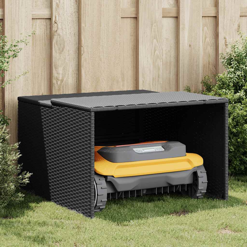 Garage voor robotmaaier 86x90x52/57 cm poly rattan zwart is nu te koop bij PeponiXL, paradijselijk wonen!