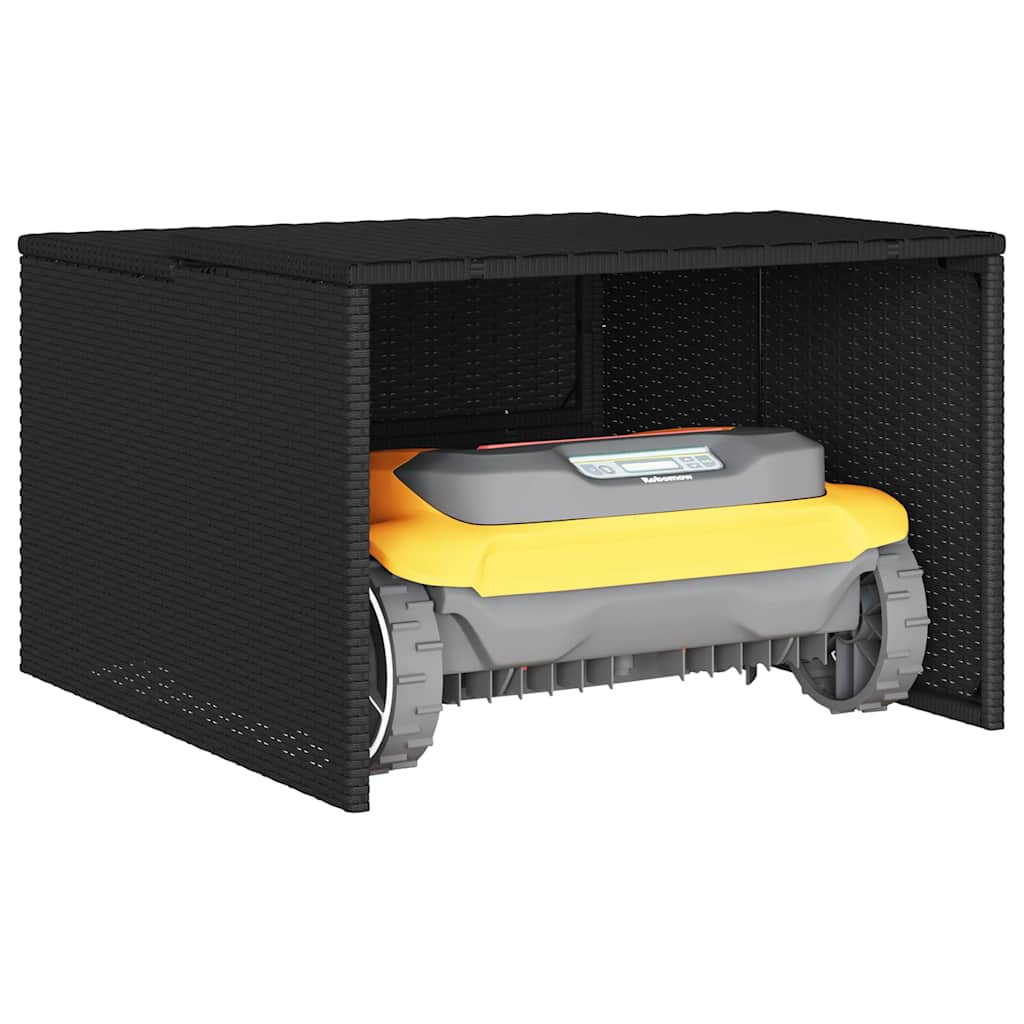 Garage voor robotmaaier 86x90x52/57 cm poly rattan zwart is nu te koop bij PeponiXL, paradijselijk wonen!