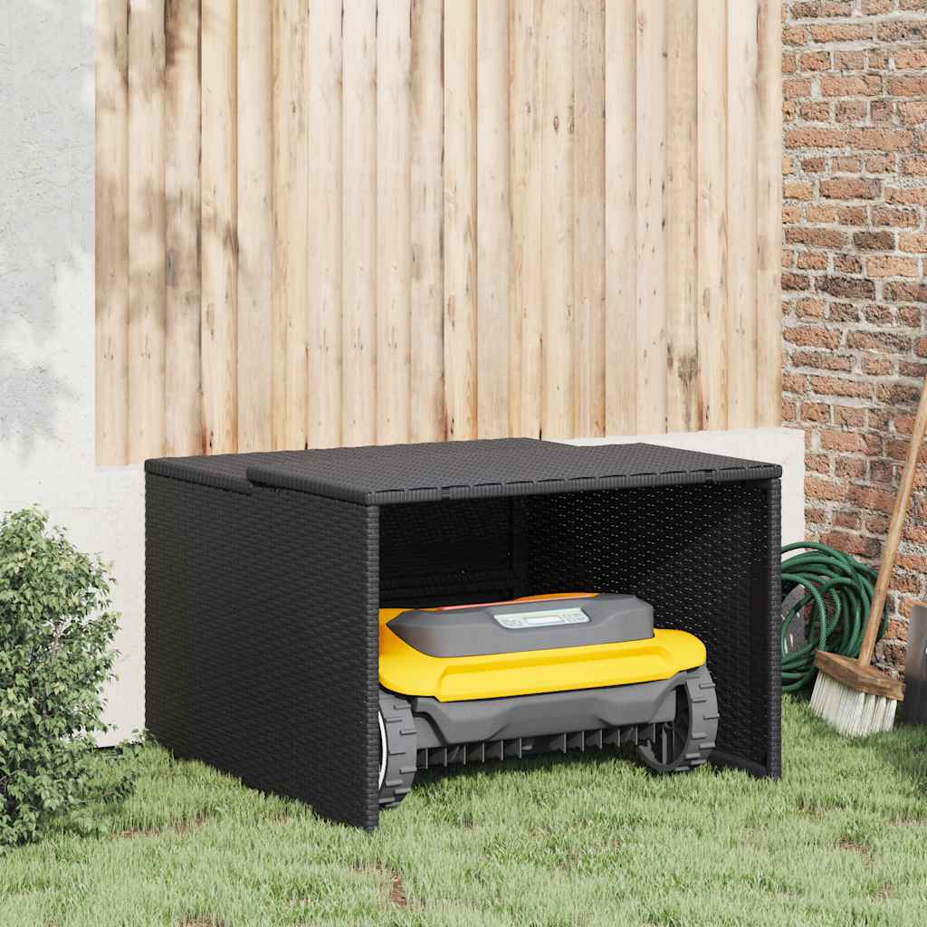 Garage voor robotmaaier 86x90x52/57 cm poly rattan zwart is nu te koop bij PeponiXL, paradijselijk wonen!