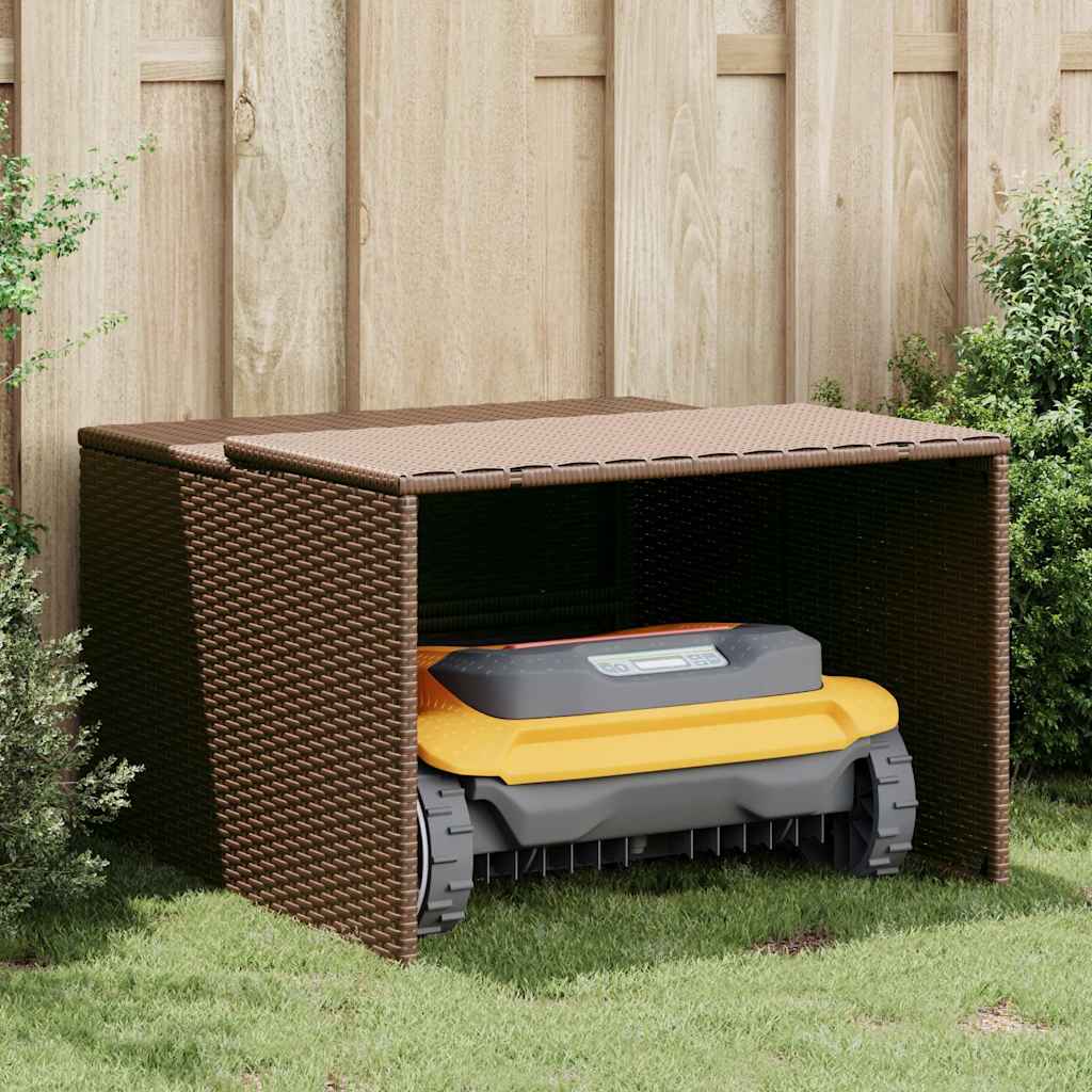 Garage voor robotmaaier 86x90x52/57 cm poly rattan bruin is nu te koop bij PeponiXL, paradijselijk wonen!