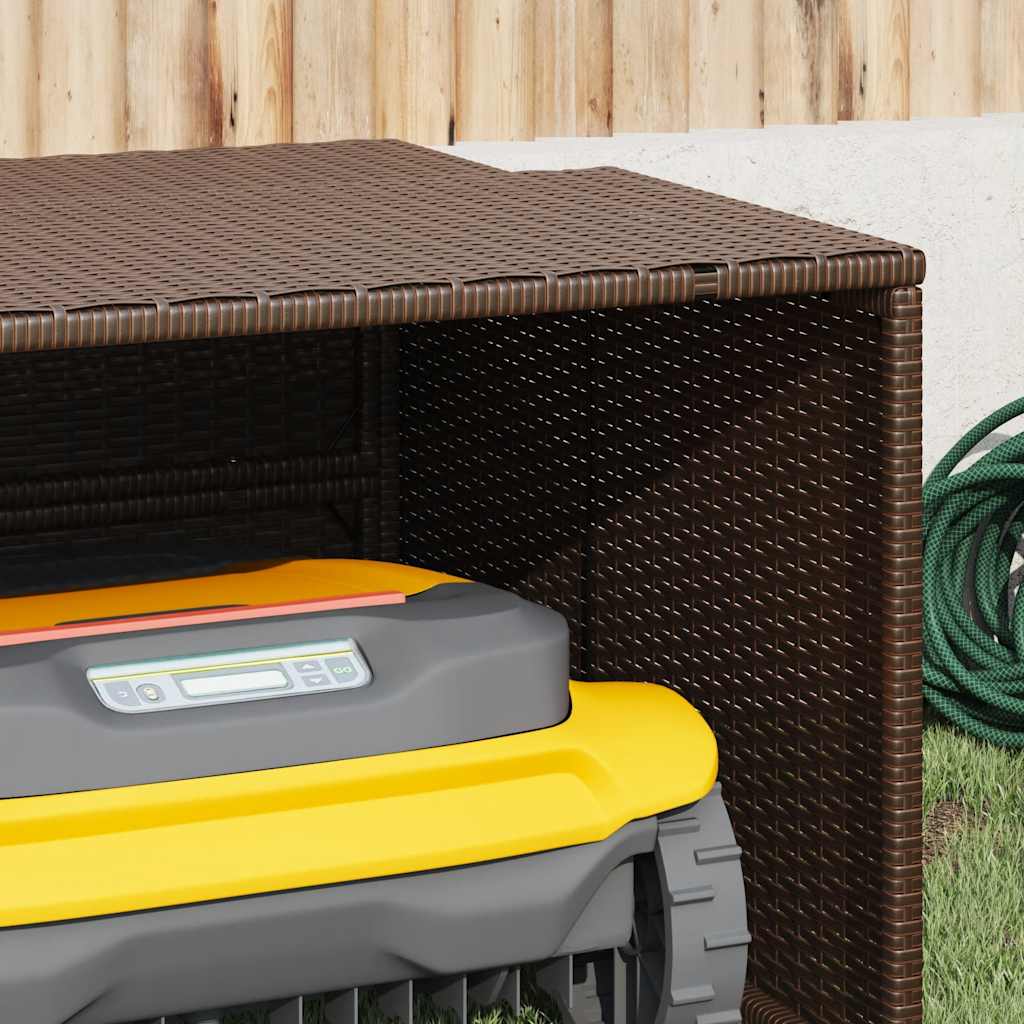 Garage voor robotmaaier 86x90x52/57 cm poly rattan bruin is nu te koop bij PeponiXL, paradijselijk wonen!