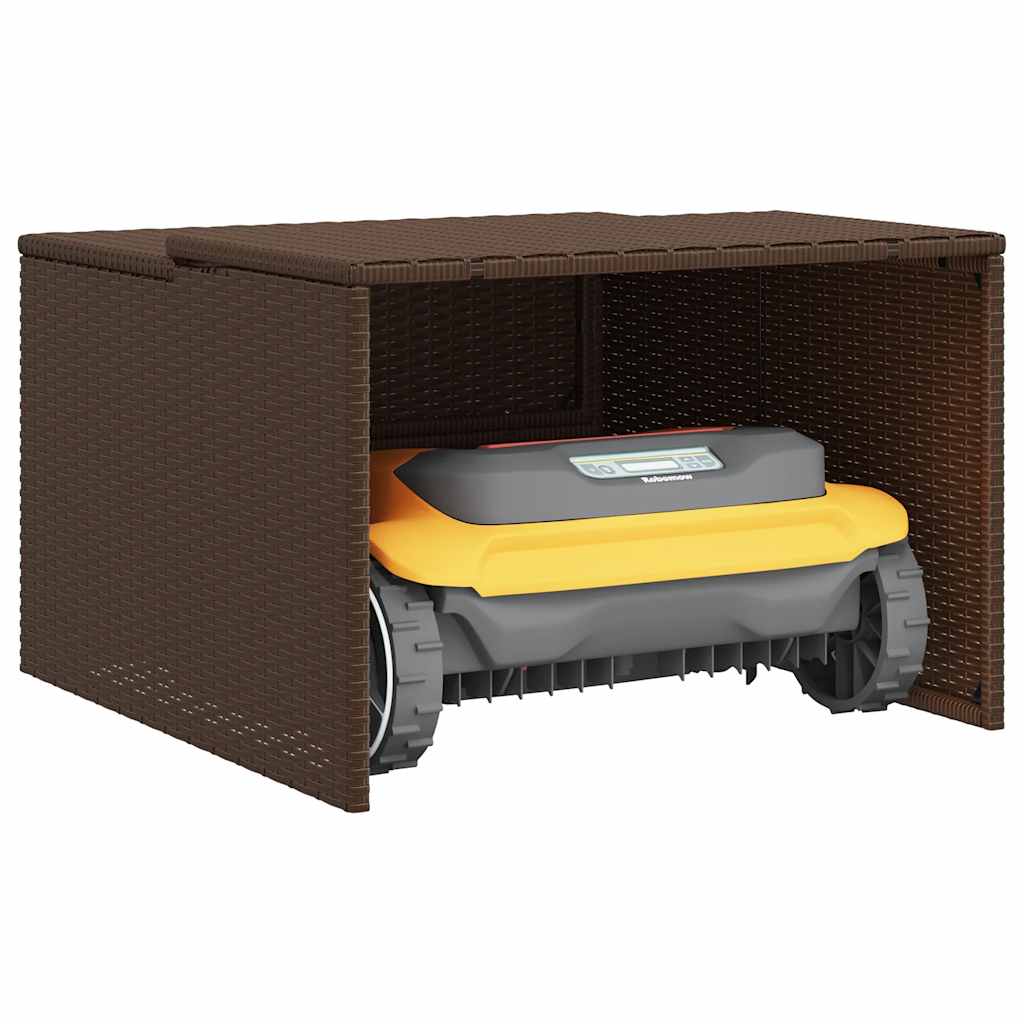 Garage voor robotmaaier 86x90x52/57 cm poly rattan bruin is nu te koop bij PeponiXL, paradijselijk wonen!