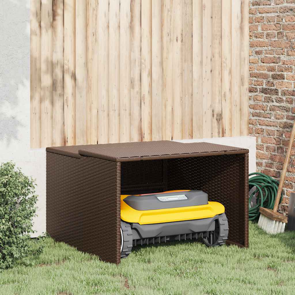 Garage voor robotmaaier 86x90x52/57 cm poly rattan bruin is nu te koop bij PeponiXL, paradijselijk wonen!