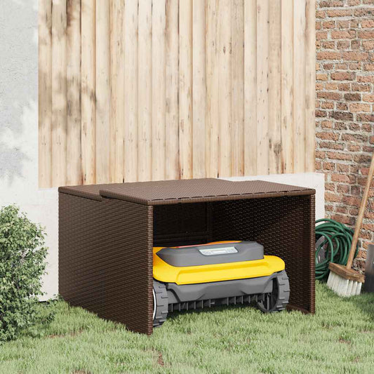 Garage voor robotmaaier 86x90x52/57 cm poly rattan bruin is nu te koop bij PeponiXL, paradijselijk wonen!