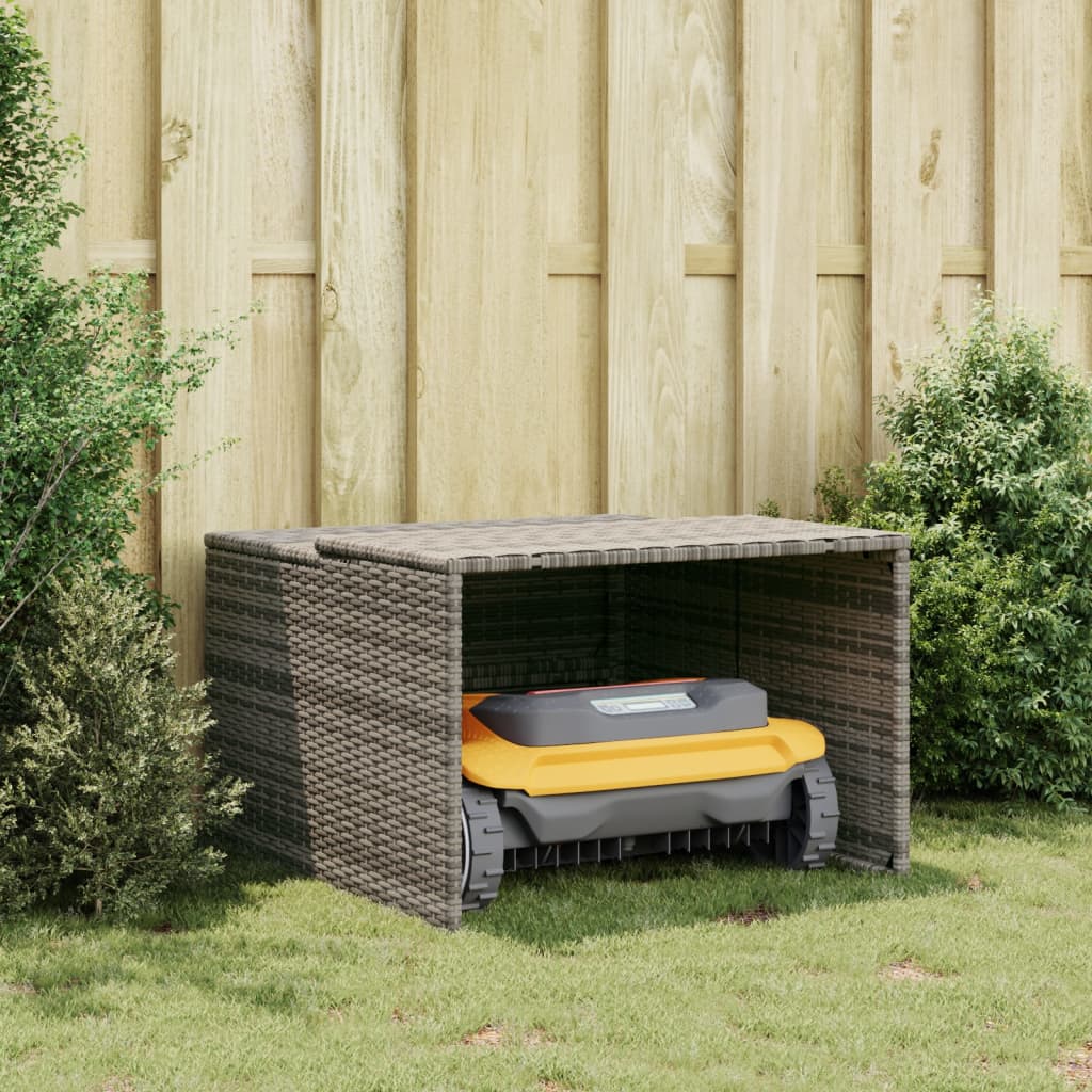 Garage voor robotmaaier 86x90x52/57 cm poly rattan grijs is nu te koop bij PeponiXL, paradijselijk wonen!