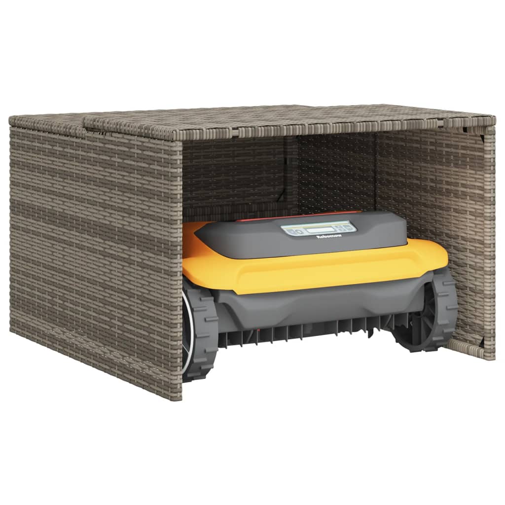Garage voor robotmaaier 86x90x52/57 cm poly rattan grijs is nu te koop bij PeponiXL, paradijselijk wonen!