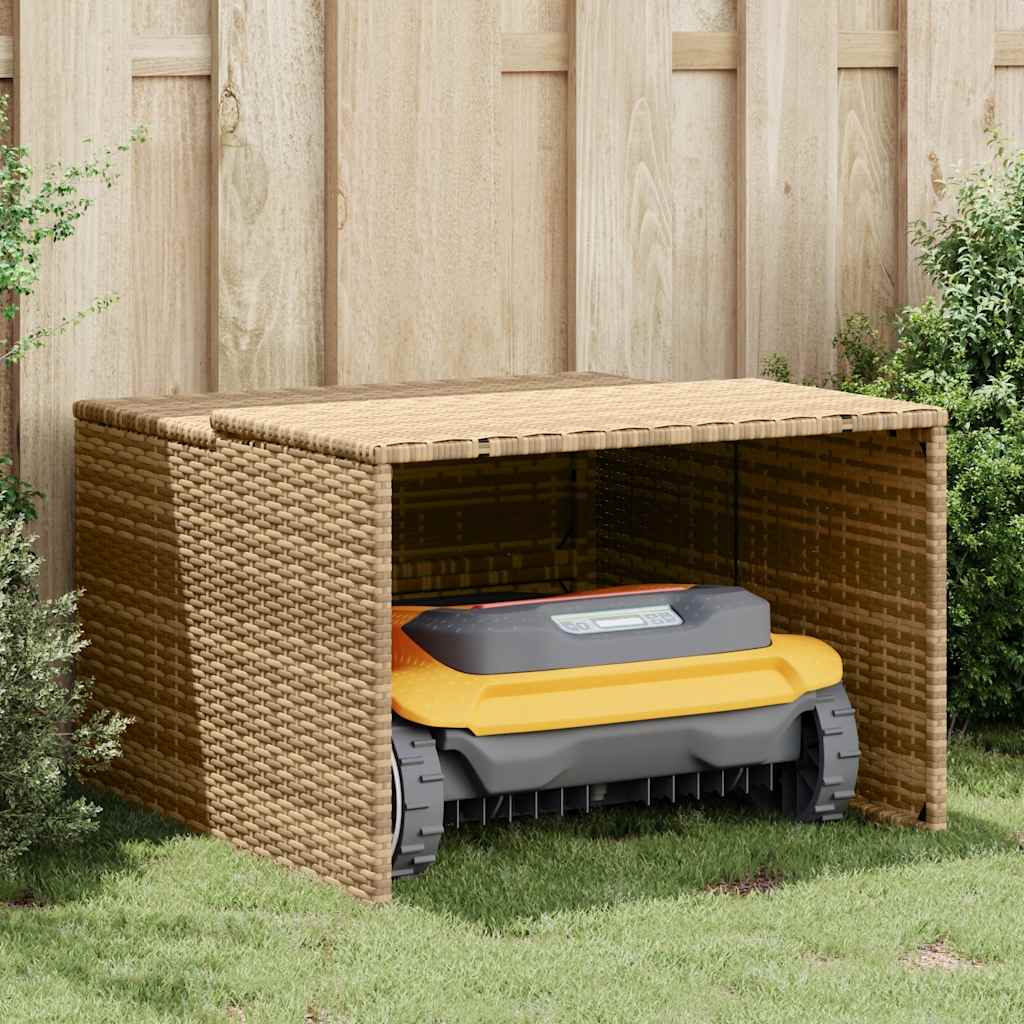 Garage voor robotmaaier 86x90x52/57 cm poly rattan beige is nu te koop bij PeponiXL, paradijselijk wonen!