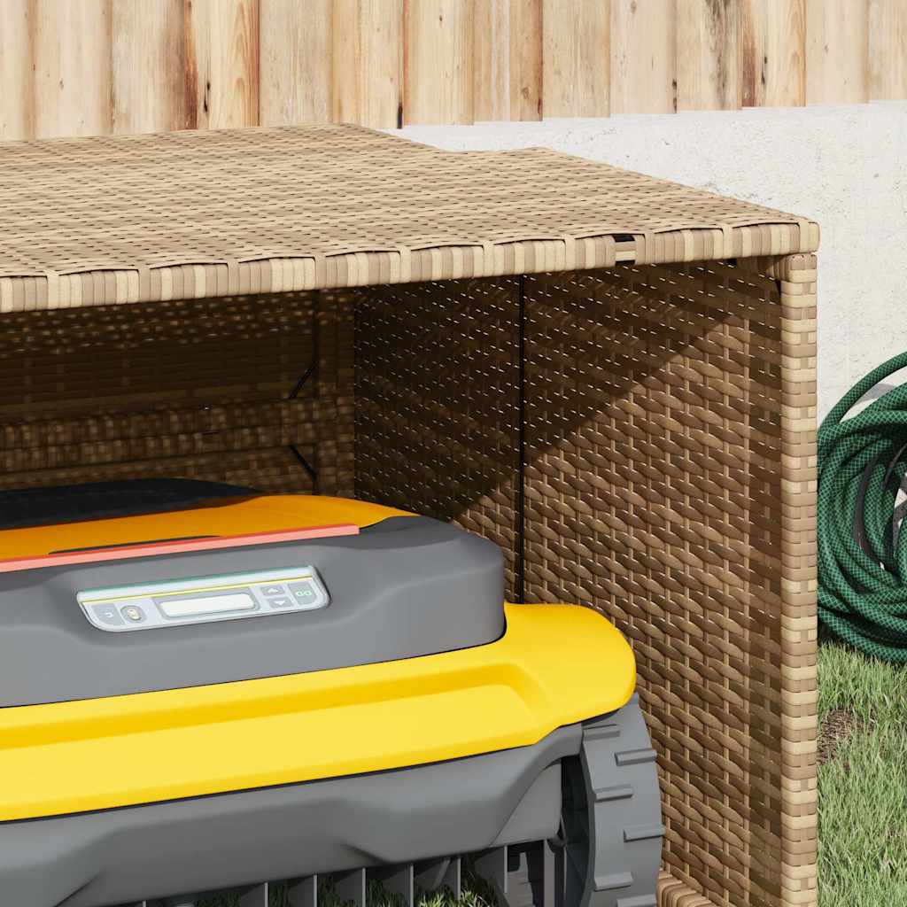 Garage voor robotmaaier 86x90x52/57 cm poly rattan beige is nu te koop bij PeponiXL, paradijselijk wonen!
