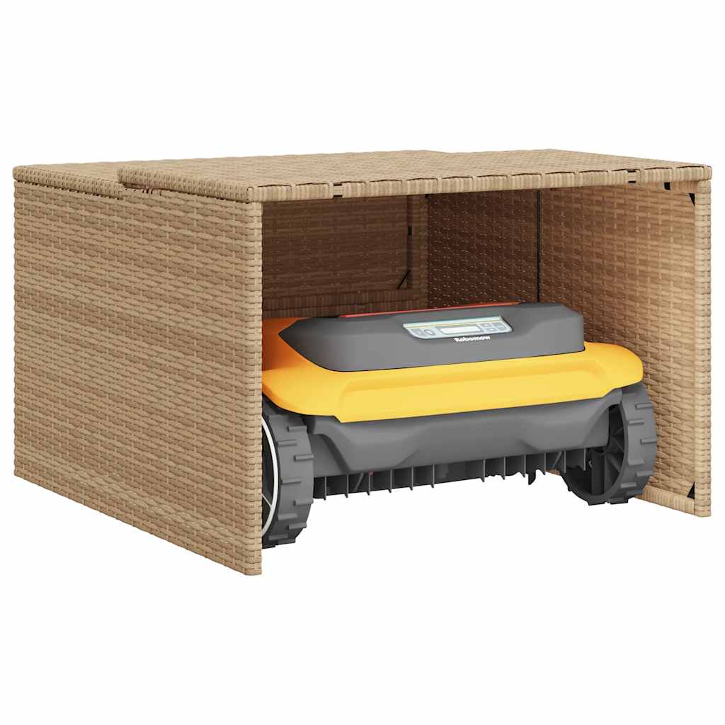 Garage voor robotmaaier 86x90x52/57 cm poly rattan beige is nu te koop bij PeponiXL, paradijselijk wonen!