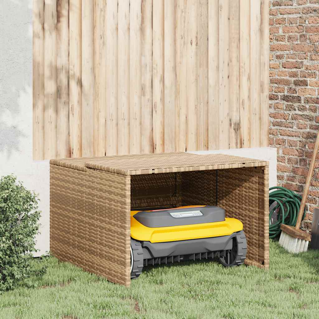 Garage voor robotmaaier 86x90x52/57 cm poly rattan beige is nu te koop bij PeponiXL, paradijselijk wonen!