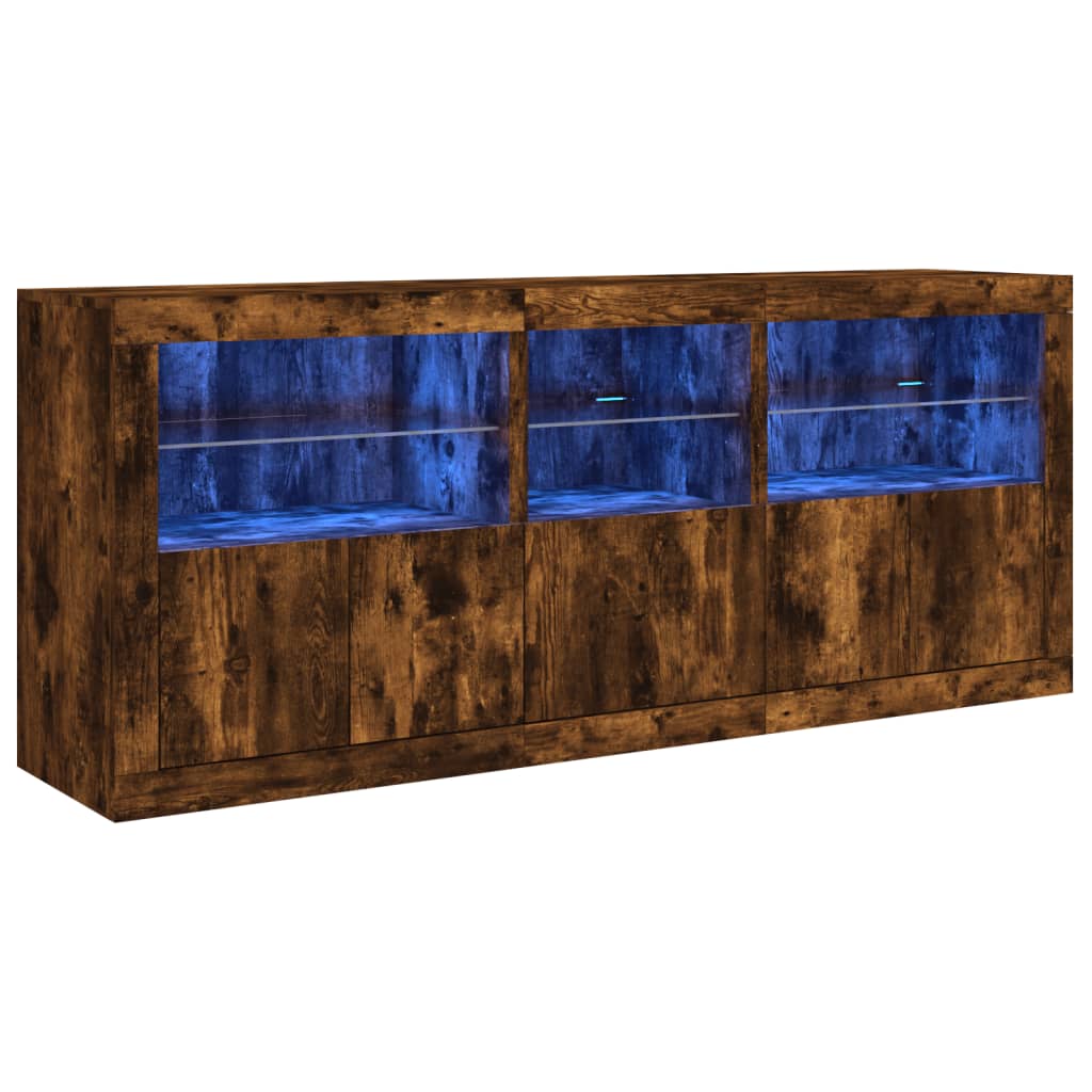 Dressoir met LED-verlichting 162x37x67 cm bruin eiken is nu te koop bij PeponiXL, paradijselijk wonen!