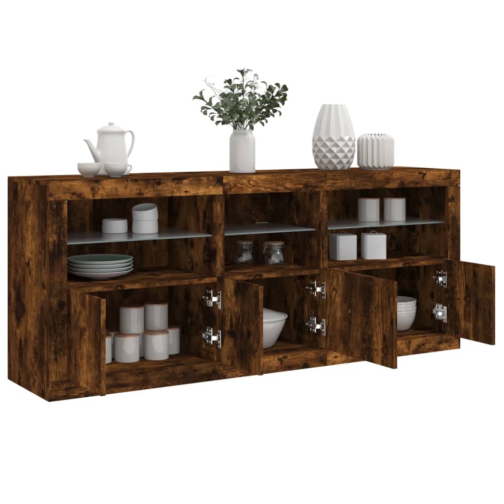 Dressoir met LED-verlichting 162x37x67 cm bruin eiken is nu te koop bij PeponiXL, paradijselijk wonen!