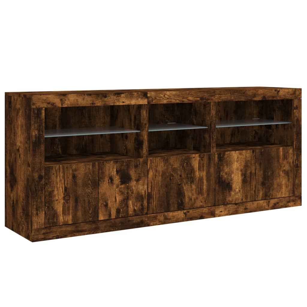 Dressoir met LED-verlichting 162x37x67 cm bruin eiken is nu te koop bij PeponiXL, paradijselijk wonen!