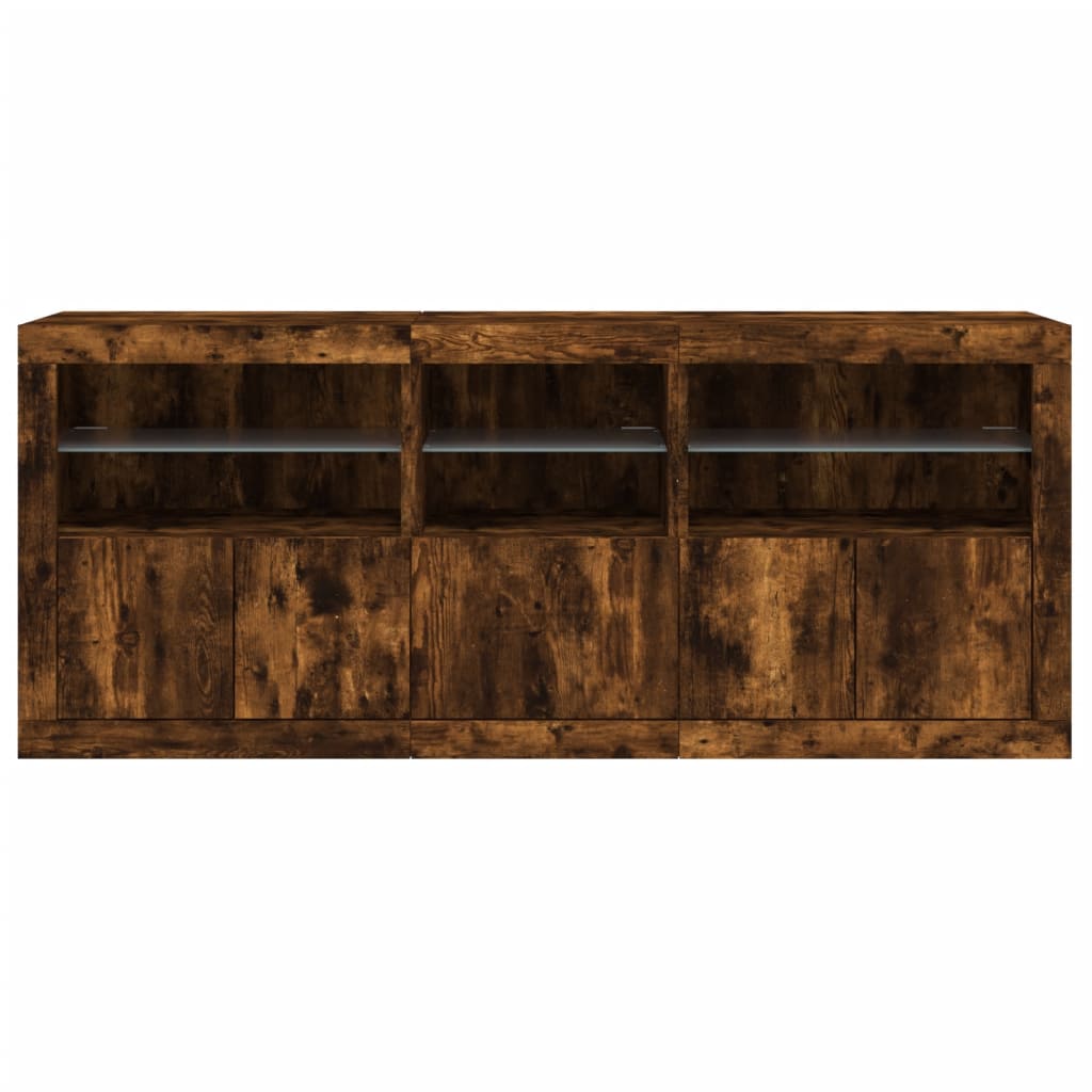 Dressoir met LED-verlichting 162x37x67 cm bruin eiken is nu te koop bij PeponiXL, paradijselijk wonen!