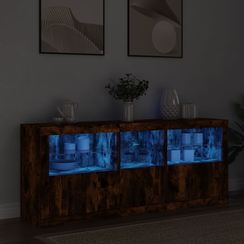 Dressoir met LED-verlichting 162x37x67 cm bruin eiken is nu te koop bij PeponiXL, paradijselijk wonen!