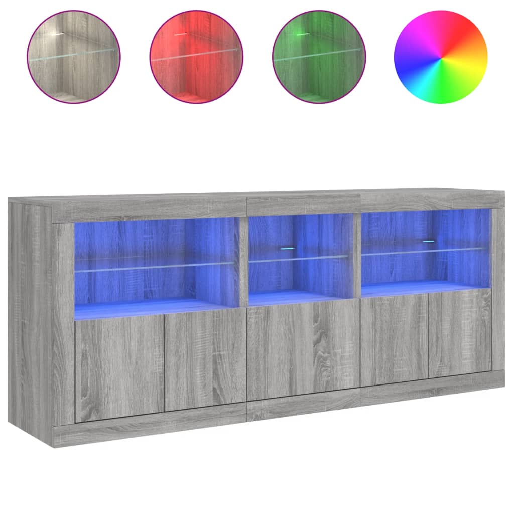 Dressoir met LED-verlichting 162x37x67 cm grijs sonoma is nu te koop bij PeponiXL, paradijselijk wonen!