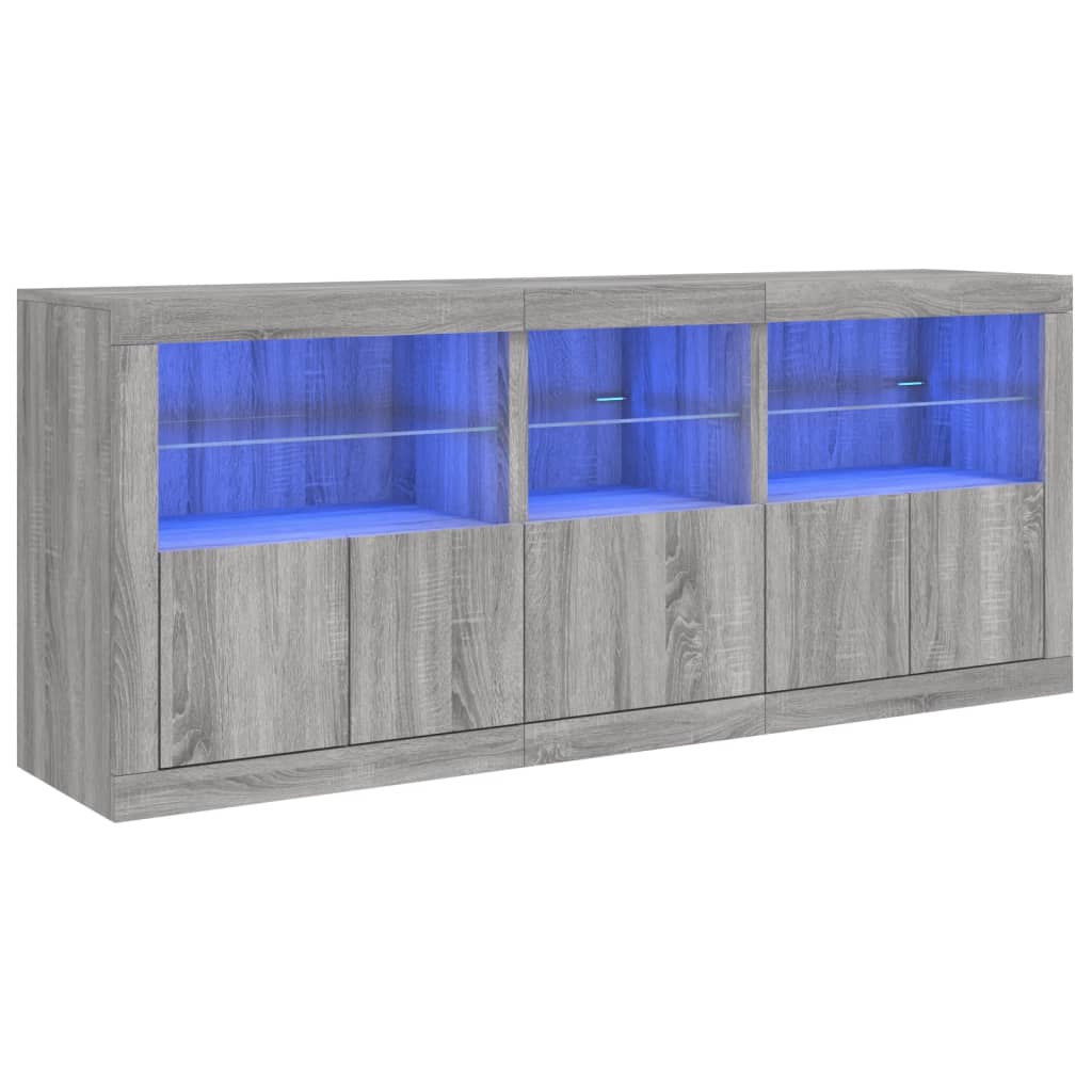 Dressoir met LED-verlichting 162x37x67 cm grijs sonoma is nu te koop bij PeponiXL, paradijselijk wonen!