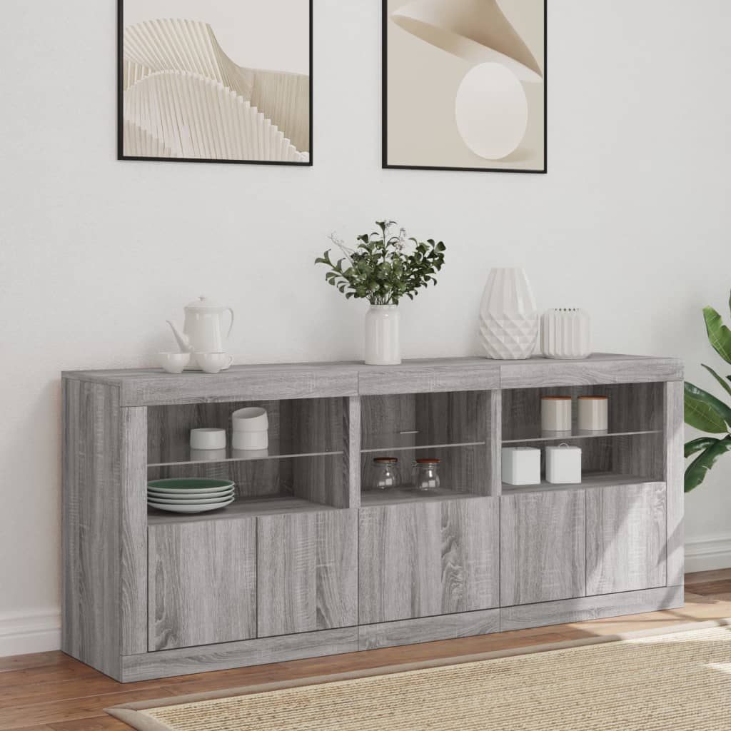 Dressoir met LED-verlichting 162x37x67 cm grijs sonoma is nu te koop bij PeponiXL, paradijselijk wonen!