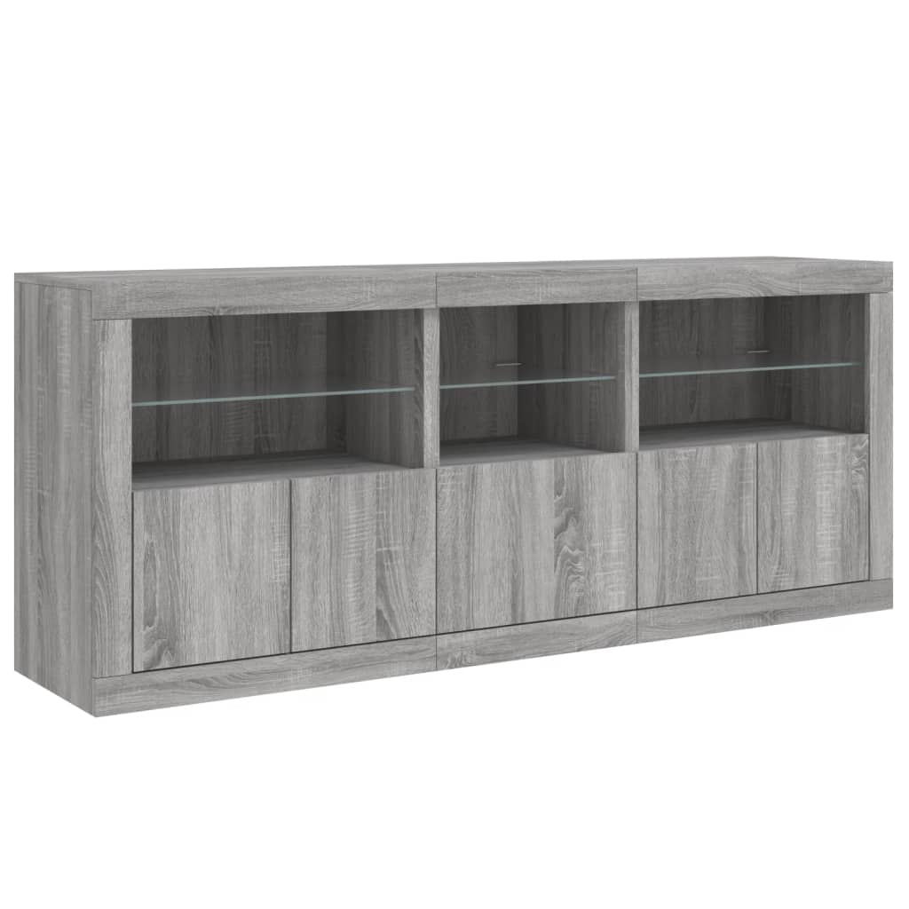 Dressoir met LED-verlichting 162x37x67 cm grijs sonoma is nu te koop bij PeponiXL, paradijselijk wonen!