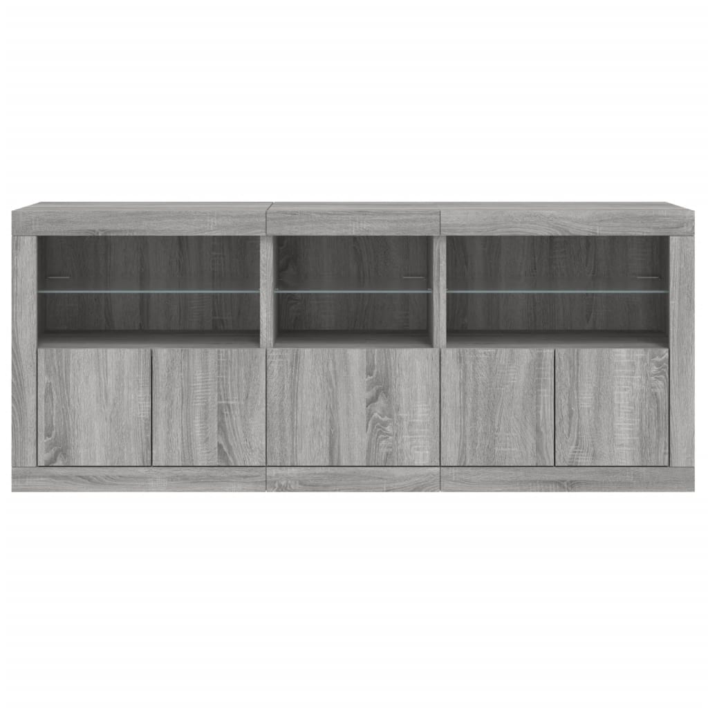 Dressoir met LED-verlichting 162x37x67 cm grijs sonoma is nu te koop bij PeponiXL, paradijselijk wonen!
