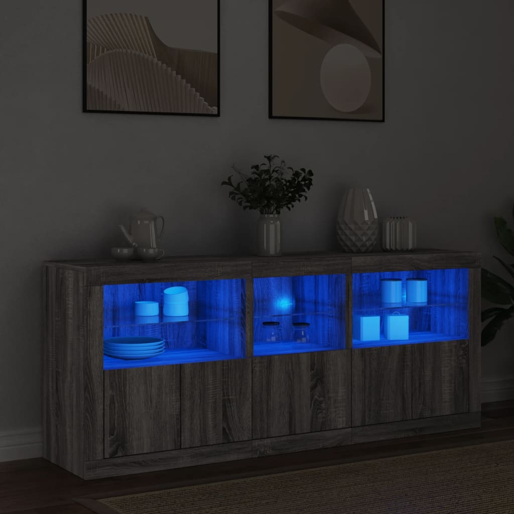 Dressoir met LED-verlichting 162x37x67 cm grijs sonoma is nu te koop bij PeponiXL, paradijselijk wonen!