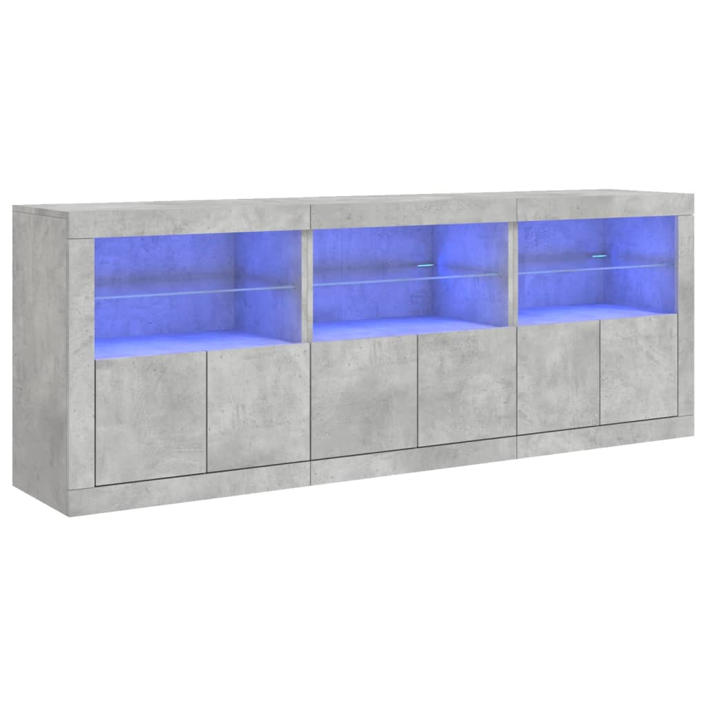 Dressoir met LED-verlichting 181,5x37x67 cm betongrijs is nu te koop bij PeponiXL, paradijselijk wonen!