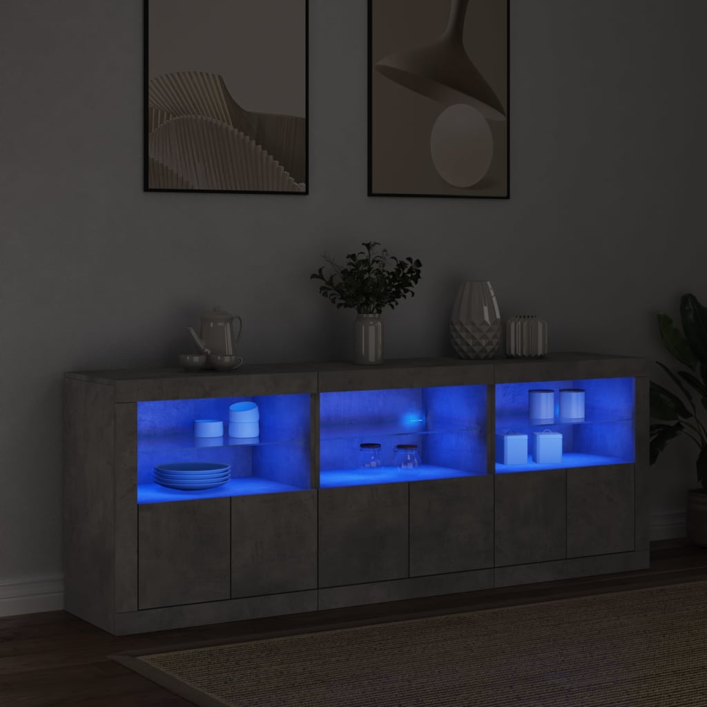 Dressoir met LED-verlichting 181,5x37x67 cm betongrijs is nu te koop bij PeponiXL, paradijselijk wonen!