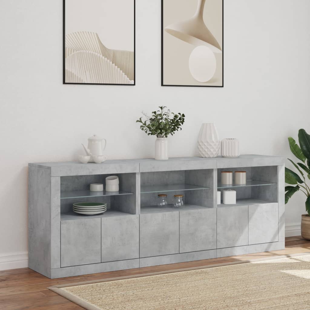 Dressoir met LED-verlichting 181,5x37x67 cm betongrijs is nu te koop bij PeponiXL, paradijselijk wonen!