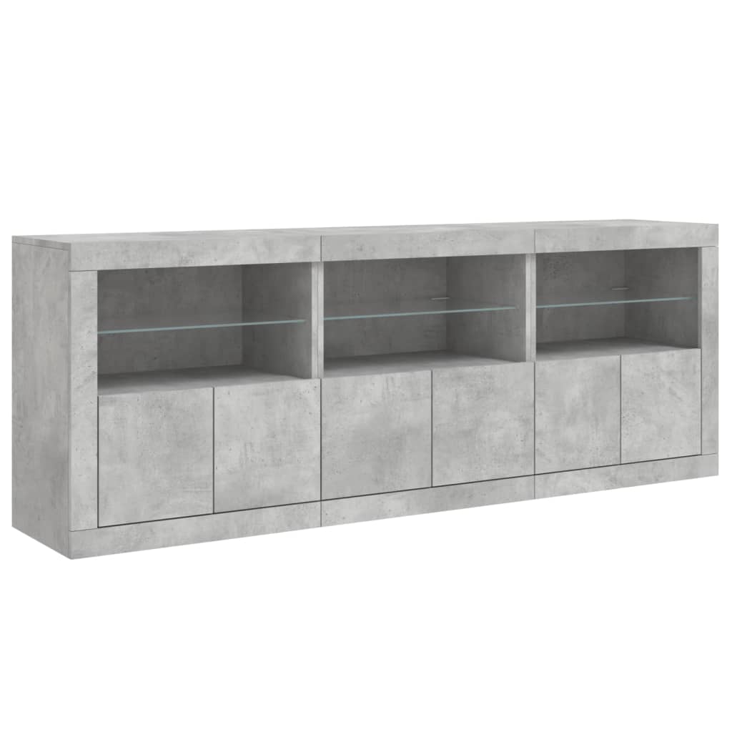 Dressoir met LED-verlichting 181,5x37x67 cm betongrijs is nu te koop bij PeponiXL, paradijselijk wonen!