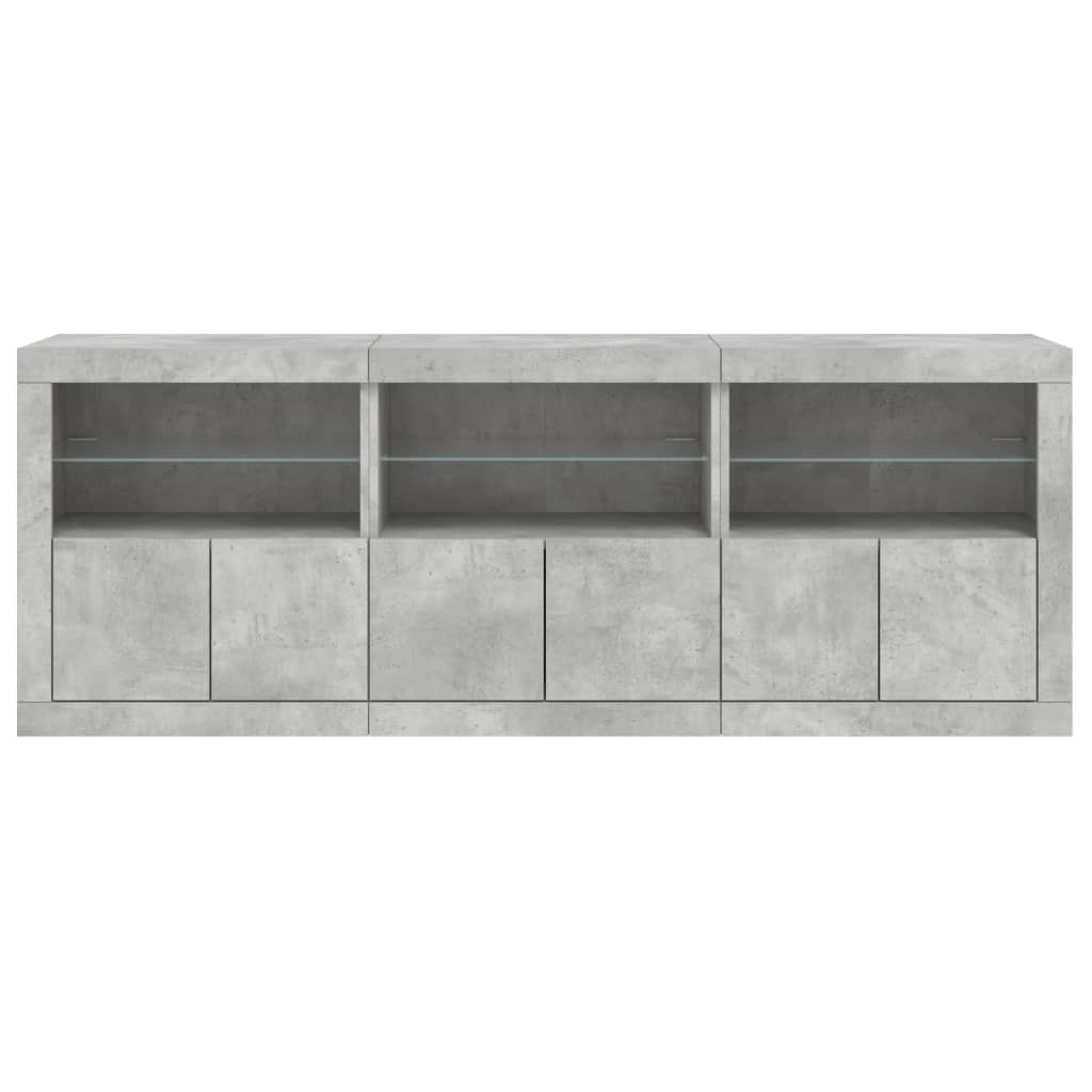 Dressoir met LED-verlichting 181,5x37x67 cm betongrijs is nu te koop bij PeponiXL, paradijselijk wonen!
