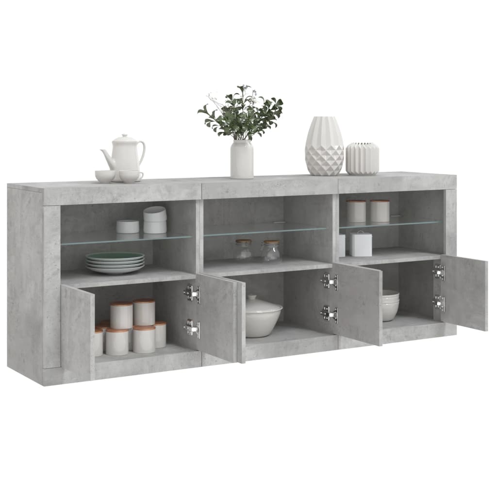 Dressoir met LED-verlichting 181,5x37x67 cm betongrijs is nu te koop bij PeponiXL, paradijselijk wonen!