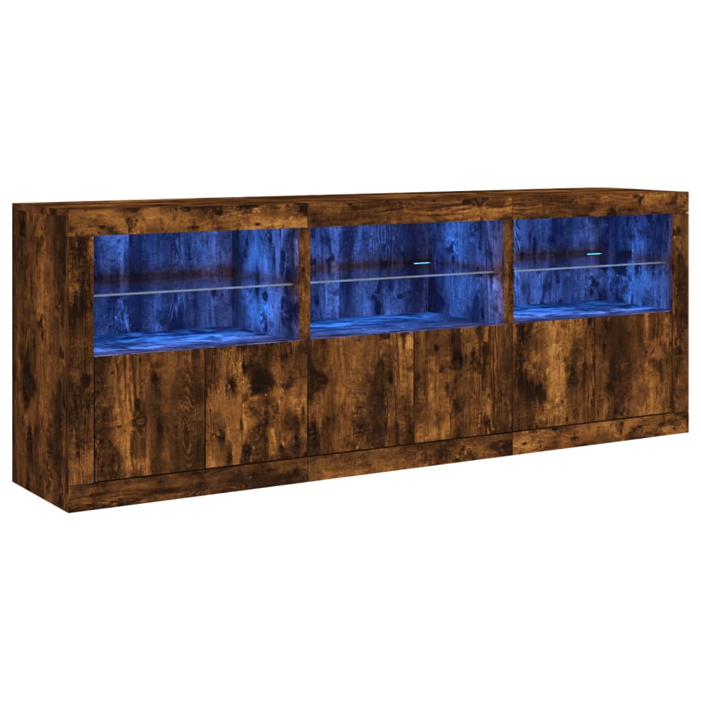 Dressoir met LED-verlichting 181,5x37x67 cm gerookt eikenkleur is nu te koop bij PeponiXL, paradijselijk wonen!