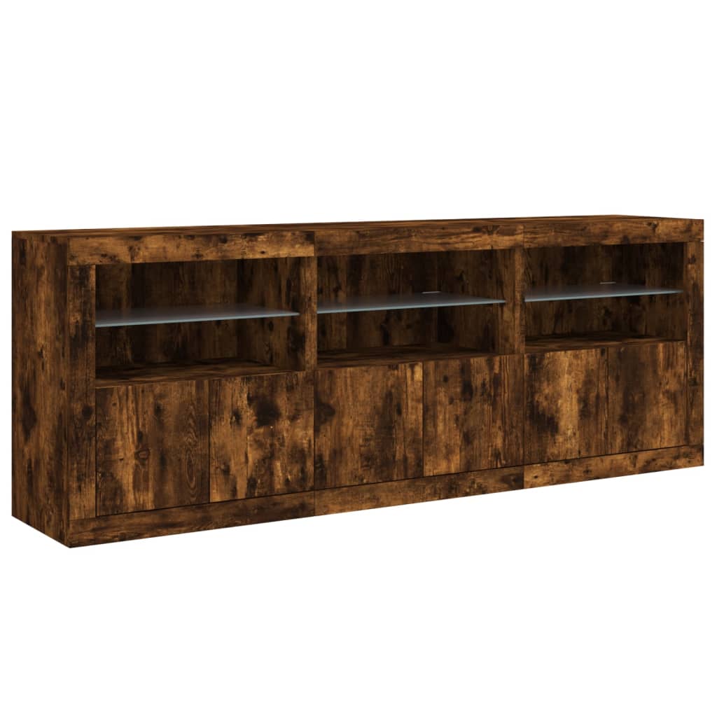 Dressoir met LED-verlichting 181,5x37x67 cm gerookt eikenkleur is nu te koop bij PeponiXL, paradijselijk wonen!