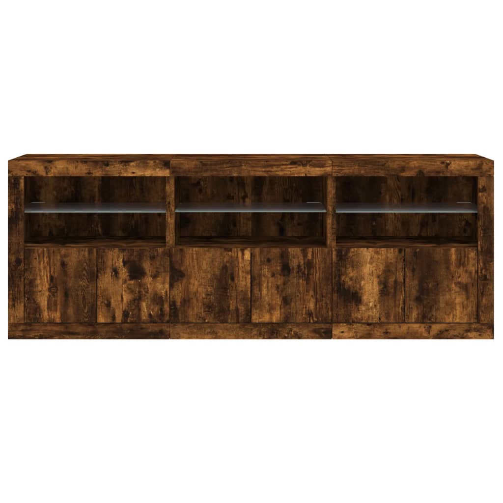 Dressoir met LED-verlichting 181,5x37x67 cm gerookt eikenkleur is nu te koop bij PeponiXL, paradijselijk wonen!