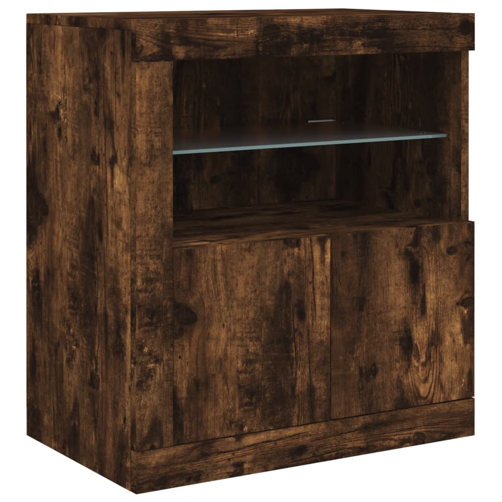 Dressoir met LED-verlichting 181,5x37x67 cm gerookt eikenkleur is nu te koop bij PeponiXL, paradijselijk wonen!