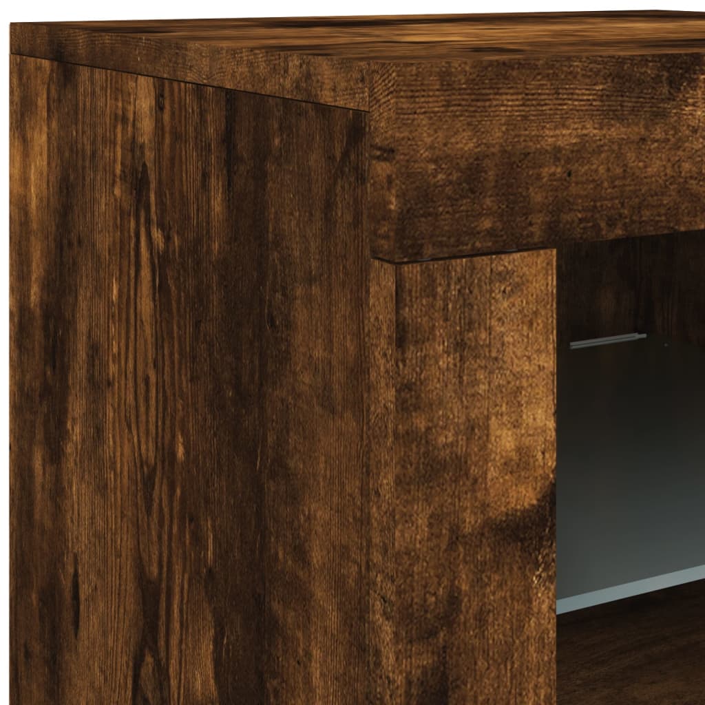 Dressoir met LED-verlichting 181,5x37x67 cm gerookt eikenkleur is nu te koop bij PeponiXL, paradijselijk wonen!