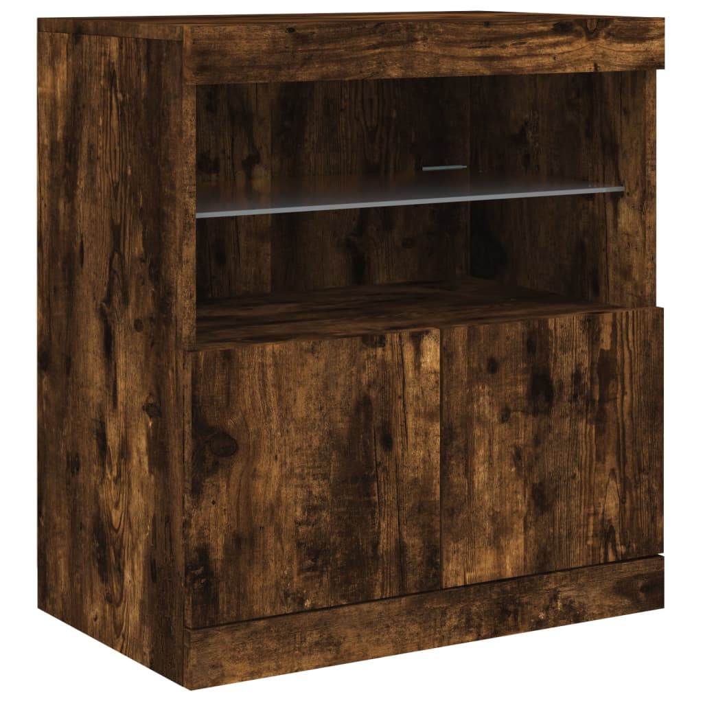 Dressoir met LED-verlichting 181,5x37x67 cm gerookt eikenkleur is nu te koop bij PeponiXL, paradijselijk wonen!