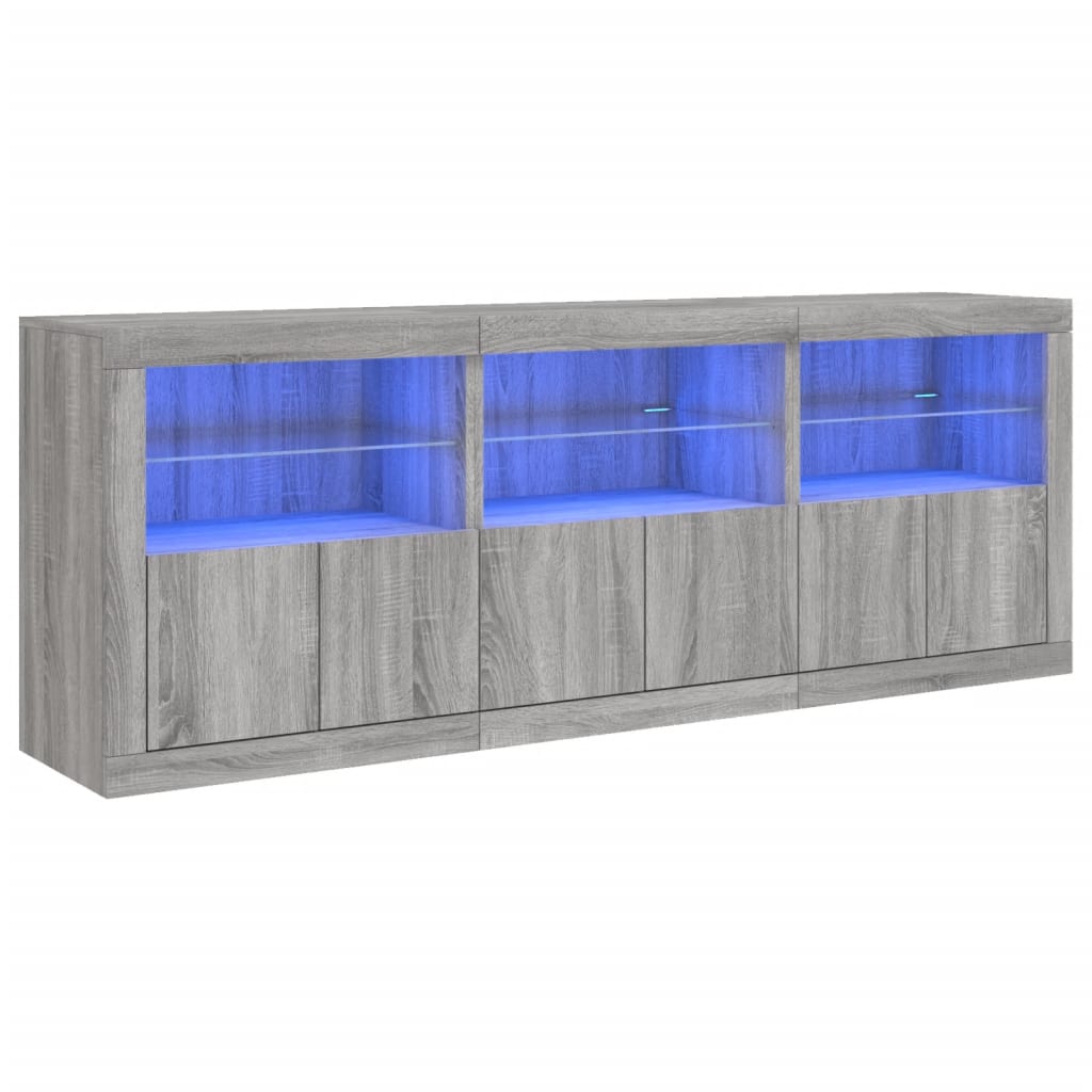 Dressoir met LED-verlichting 181,5x37x678 cm grijs sonoma eiken is nu te koop bij PeponiXL, paradijselijk wonen!