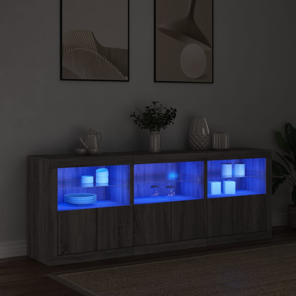 Dressoir met LED-verlichting 181,5x37x678 cm grijs sonoma eiken is nu te koop bij PeponiXL, paradijselijk wonen!