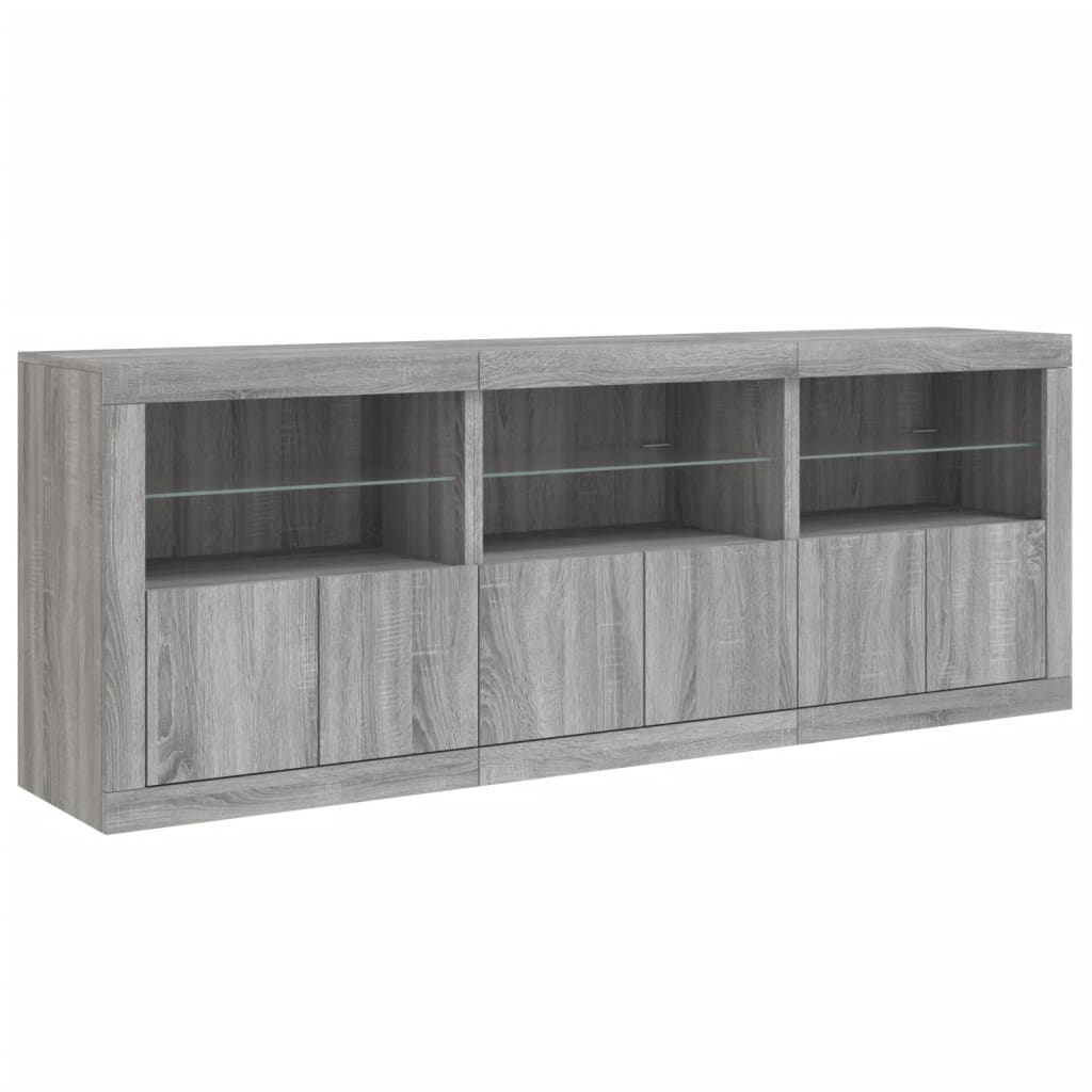 Dressoir met LED-verlichting 181,5x37x678 cm grijs sonoma eiken is nu te koop bij PeponiXL, paradijselijk wonen!