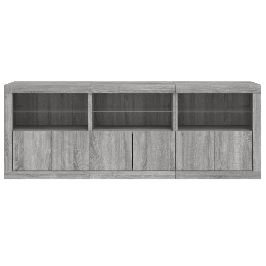 Dressoir met LED-verlichting 181,5x37x678 cm grijs sonoma eiken is nu te koop bij PeponiXL, paradijselijk wonen!