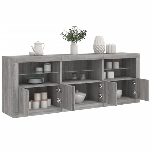 Dressoir met LED-verlichting 181,5x37x678 cm grijs sonoma eiken is nu te koop bij PeponiXL, paradijselijk wonen!