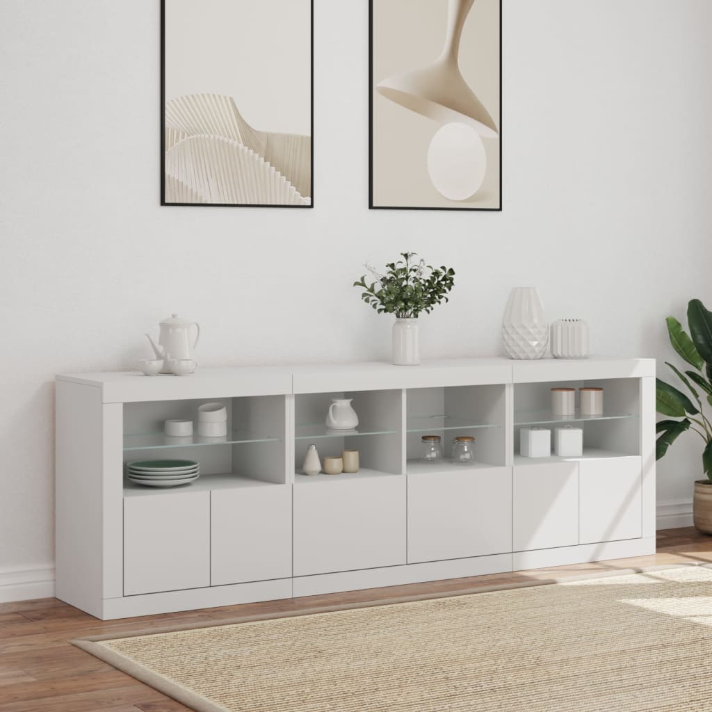 Dressoir met LED-verlichting 202x37x67 cm wit is nu te koop bij PeponiXL, paradijselijk wonen!