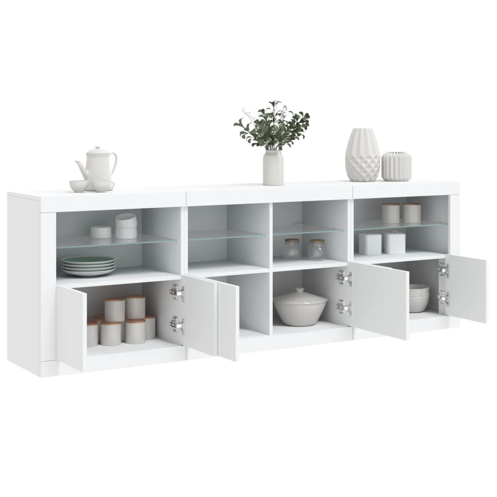 Dressoir met LED-verlichting 202x37x67 cm wit is nu te koop bij PeponiXL, paradijselijk wonen!