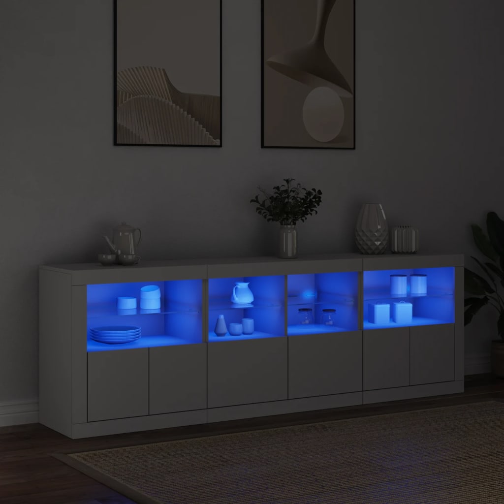 Dressoir met LED-verlichting 202x37x67 cm wit is nu te koop bij PeponiXL, paradijselijk wonen!