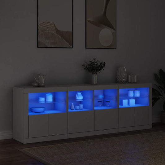 Dressoir met LED-verlichting 202x37x67 cm wit is nu te koop bij PeponiXL, paradijselijk wonen!