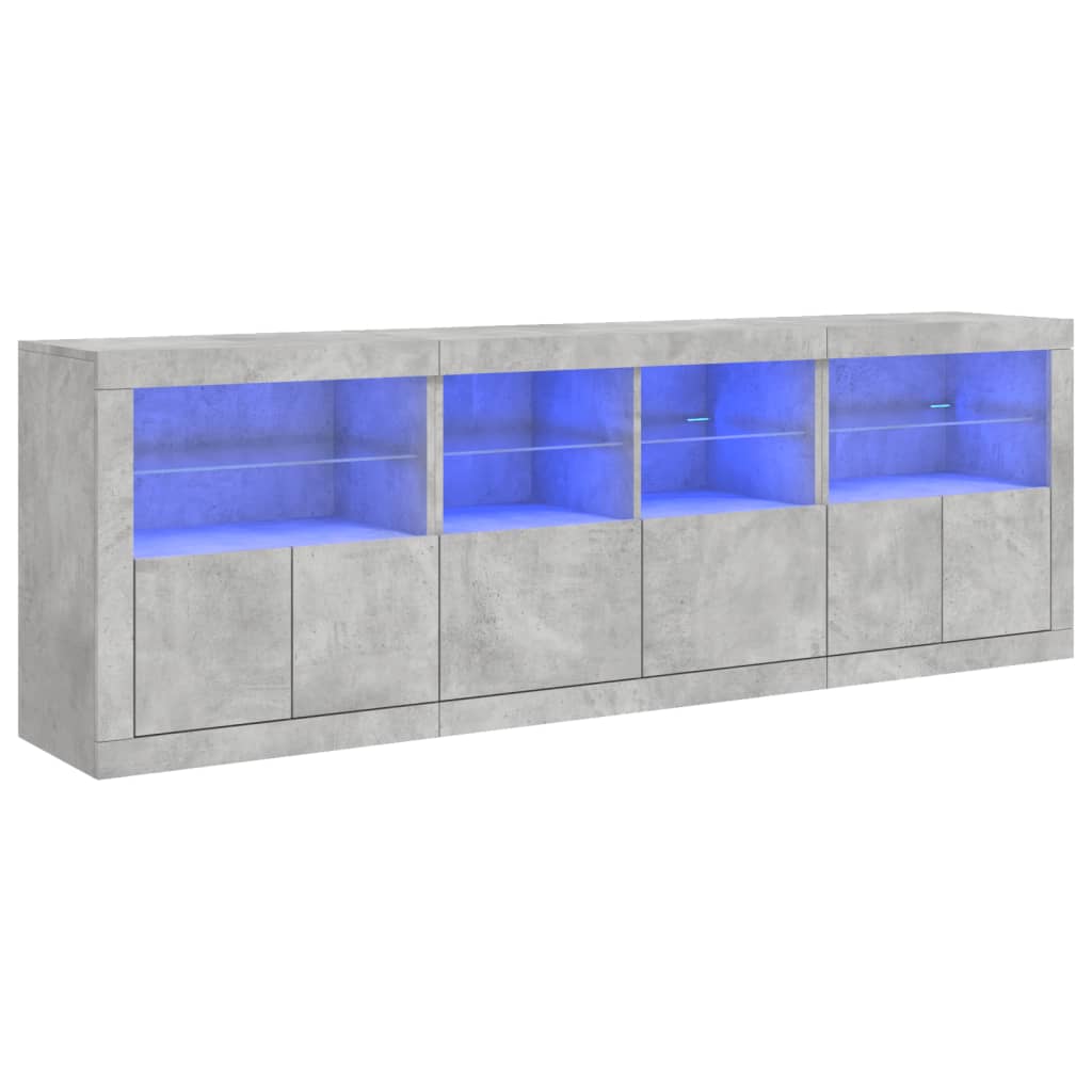 Dressoir met LED-verlichting 202x37x67 cm betongrijs is nu te koop bij PeponiXL, paradijselijk wonen!