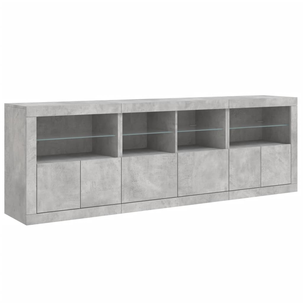 Dressoir met LED-verlichting 202x37x67 cm betongrijs is nu te koop bij PeponiXL, paradijselijk wonen!