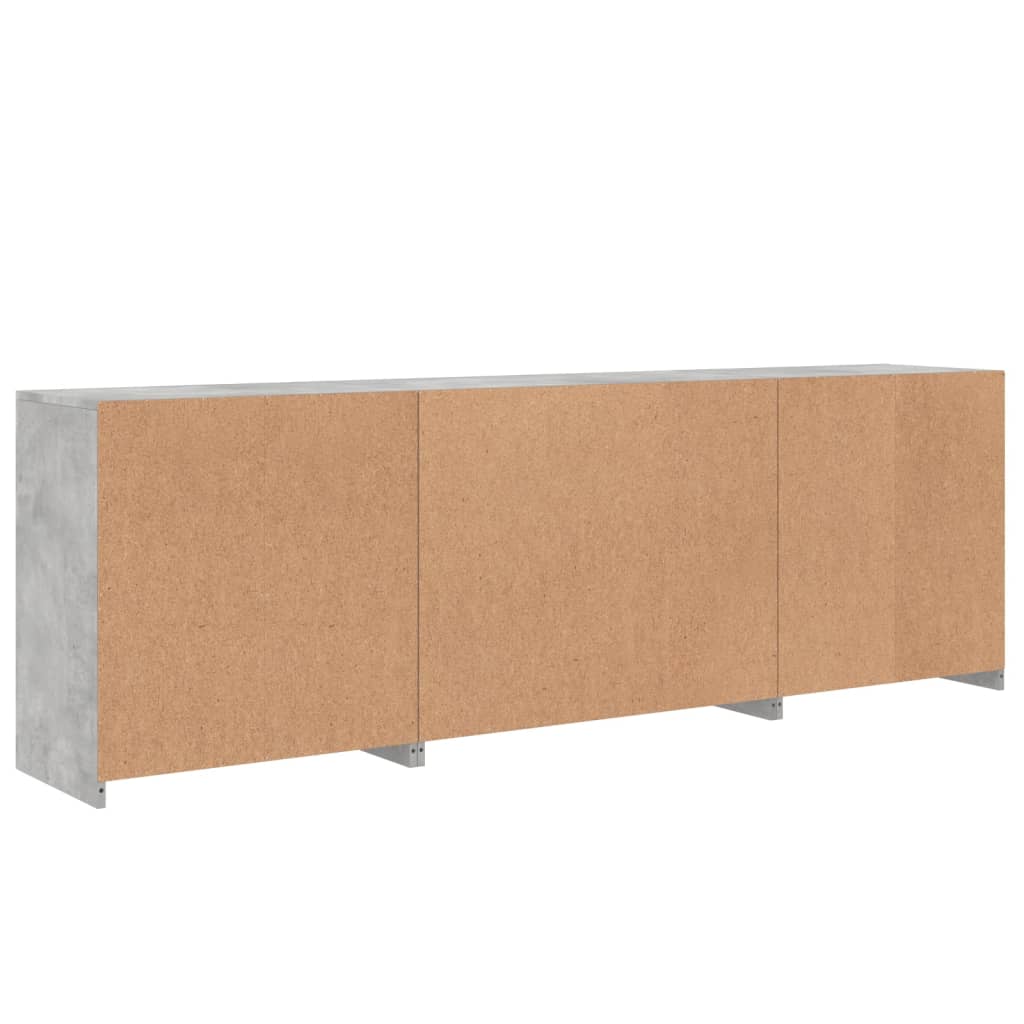 Dressoir met LED-verlichting 202x37x67 cm betongrijs is nu te koop bij PeponiXL, paradijselijk wonen!